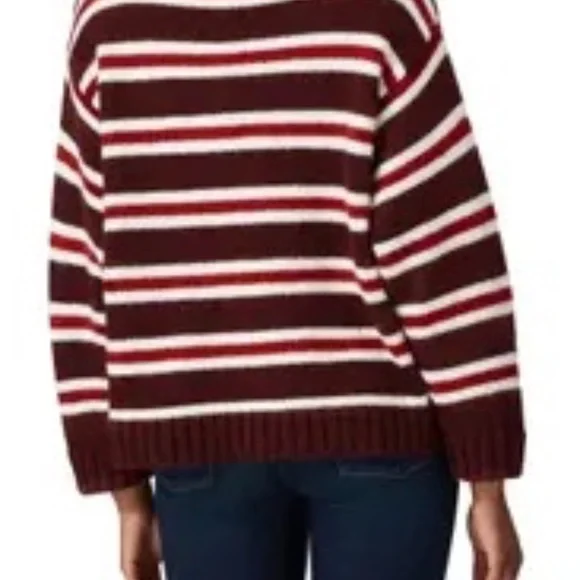 The Great Rent the Runway Striped Cozy Sweater Brown/red L/S Sz L $325 - Picture 3 of 5